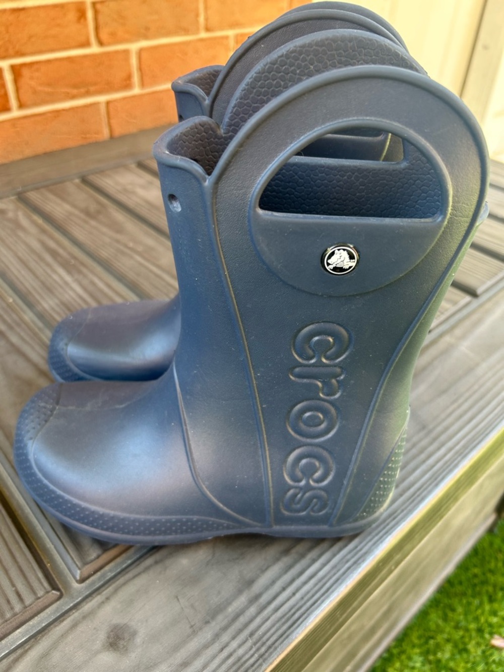 CROCS Kids Navy Handle Rain & Snow Boots J3 - Picture 2 of 6